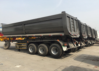 黒い半色の油圧3つの車軸トラックの平面トレーラーの輸送の貨物