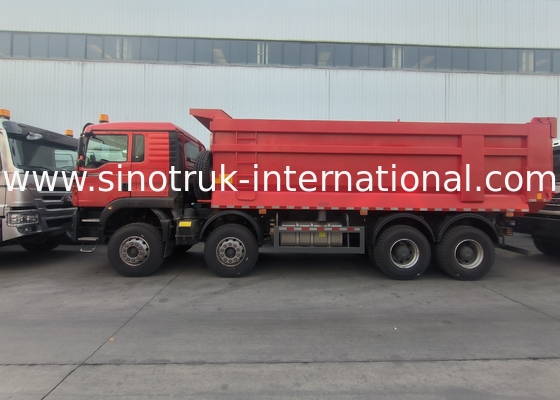Sinotruk Howo トンパーダンプトラック Tx 400hp ユーロ 2 8 × 4 Lhd U形貨物箱 赤
