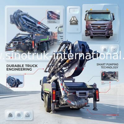 高層ビル HOWO 380HP スマートポンプトラック 52m ブーム 6x4 トラクション