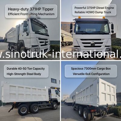 SINOTRUK HOWO 371HP 10輪と長方形貨物箱の重用ターパーダンプトラック