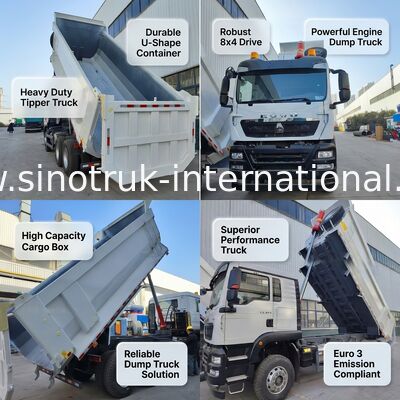 HOWO TX 6*4 ホワイトダンプトラック 390HP MAN エンジン& 20CBM 貨物箱