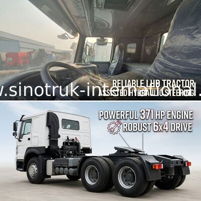 HOWO A7 中古 トラクター トラック LHD 6X4 ユーロ 2 371 HP 動力補助水力ステアリング 白