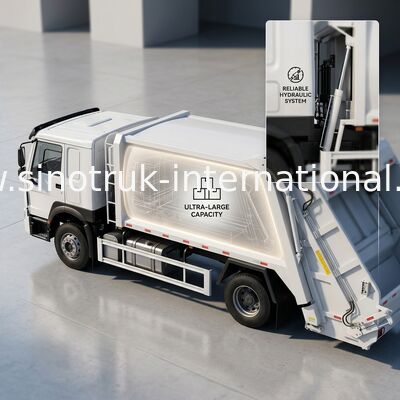 SINOTRUK 300馬力 4×2 圧縮式ゴミ収集車、30トンの転圧力を備え、効率的な廃棄物管理を実現
