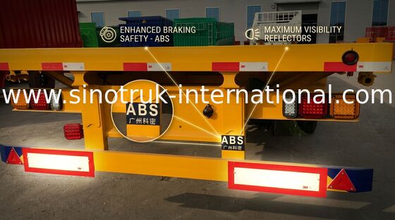 バルク貨物を運ぶ3つの車軸平面トレーラーに荷を積む30トン