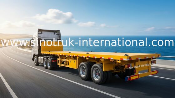 SINOTRUK Mnの鋼鉄3車軸平面貨物完全なトレーラー
