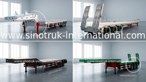 トレーラ トラック 75 トンの半 17m Lowbed の、三車軸半平面トレーラー