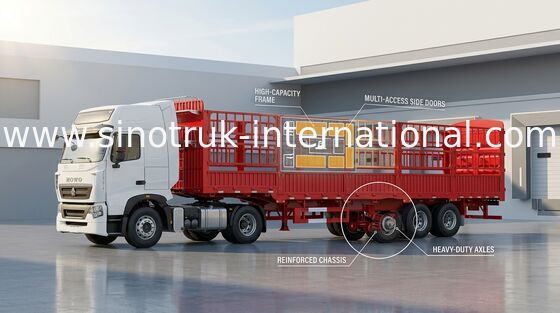 SIONOTRUK の国際的な貨物油圧平面トレーラー 3 の車軸