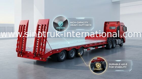低い半ベッドのトレーラ トラック 3 の車軸 80 トン負荷の構造機械のための 17m