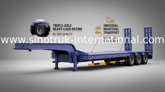 運送構造機械のための半低ベッドのトレーラ トラック 3 の車軸 60Tons 15m