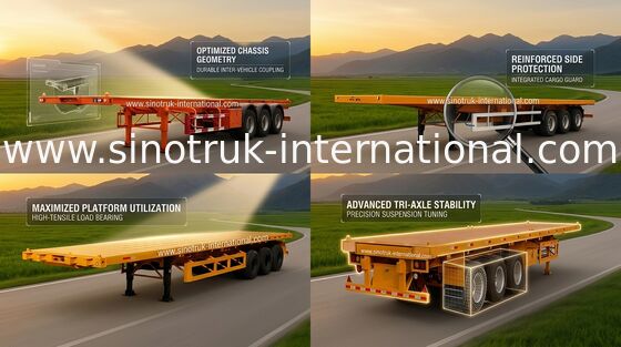容器のローディングのための半平面のトレーラ トラック 3 の車軸 50Tons 13m