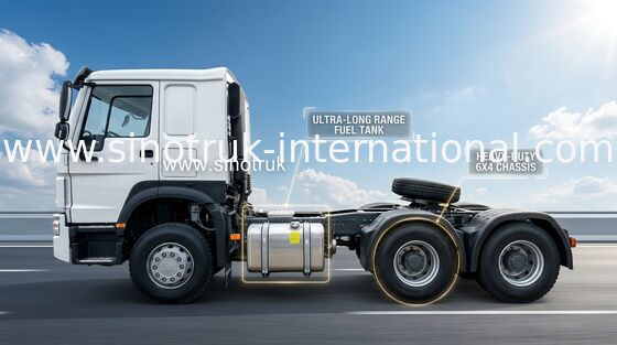 白いSinotruk HowoのトラクターのトラックのLhd 10Wheels 400Hp 6の× 4 HW76