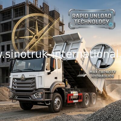 2人の乗客 Sinotruk ホハン ターパー ダンプトラック ウェイチャイ エンジン 6 × 4 LHD 380HP マニュアルトランスミッションタイプ