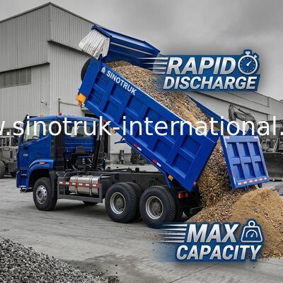 強力で汎用的なHOWO 6x4 380HPブルーダンプトラック 20CBM平方貨物箱と防水タールフリップコーブ