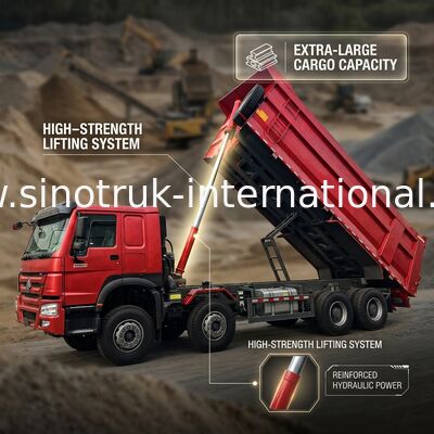HOWO 12ホイール Sinotruk 8X4 ダンプトラック 400hp 鉱山用 LHD U型コンテナ