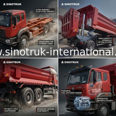 シノトルクホハン 新型ホウ・ティッパーダンプトラック N7 8×4 12輪 380hp LhdまたはRhd タンパウリンU型コンテナ