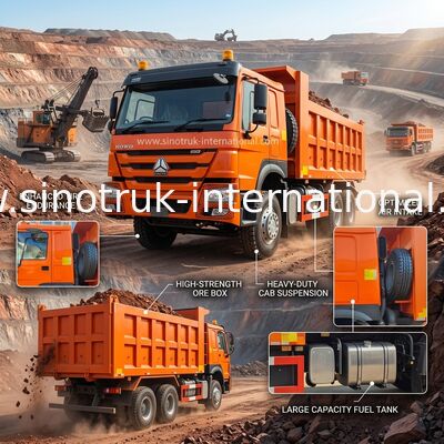 400HP オレンジ HOWO ティッパー トラック RHD 6×4 10ホイール 高馬力