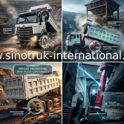SINOTRUK HOWOの頑丈なダンプカーのダンプ トラック前部持ち上がる8×4 RHD