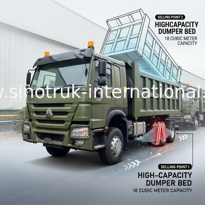 RHD 6×4 10ホイール ZZ3257V3847B1R 400HP グリーン HOWO ティッパー トラック 高馬力