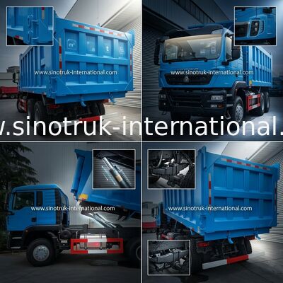 青いLHD 6×4 10の車輪HOWOのダンプカーのダンプ トラックの高い馬力371HP