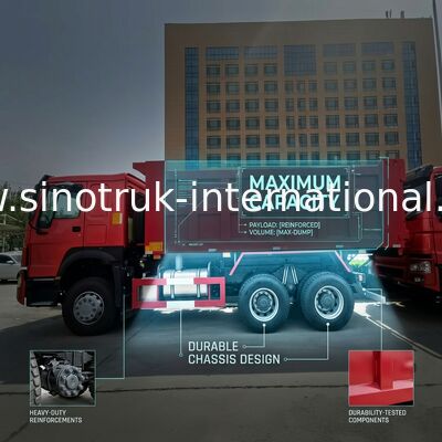 赤い色のSINOTRUK HOWOのダンプカーのダンプ トラックRHD 6×4 336HP
