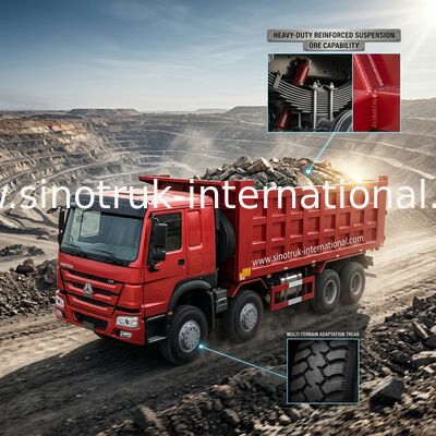 赤いSINOTRUK HOWO 8X4のダンプ トラック400hp 12の車輪