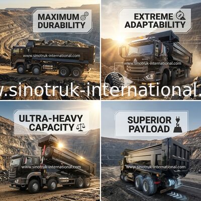 黒いHowoの採鉱のダンプカーのダンプ トラック20-50Tons 8 x 4ユーロ2 400Hp