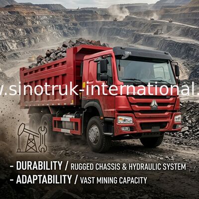赤いHOWO SINOTRUKのダンプ トラック10 - 25立方メートルの負荷25 - 40t ZZ3257N3847A