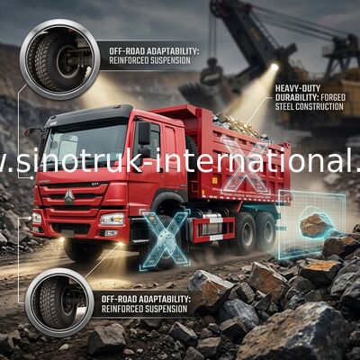 赤いSINOTRUK HOWO 371HP 6x4のダンプカーのダンプ トラックLHD
