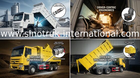 Sinotruk Howo 6 x 4 10車輪のダンプカーのダンプ トラック400hpの中間に持ち上がること