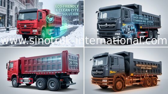 ダンプカーのダンプ トラック SINOTRUK HOWO 10 は 371HP 負荷 25-40tons 10-25CBM 商品を動かします
