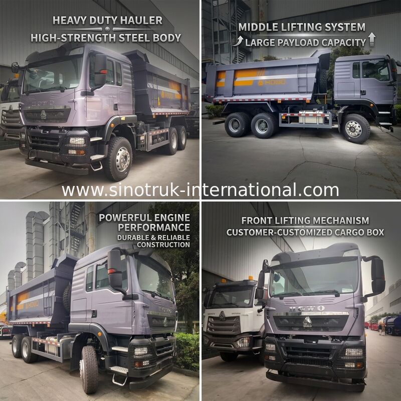 SINOTRUK HOWO TX ターパーダンプトラック 380HPの強力なエンジン,30~40トンのペイロードと中間リフティングシステム