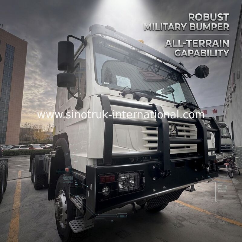SINOTRUK HOWO ゴースト・フェイス キャビン トラクター トラック 6X6 ユーロ 2 430 HP 軍用バンパー 白