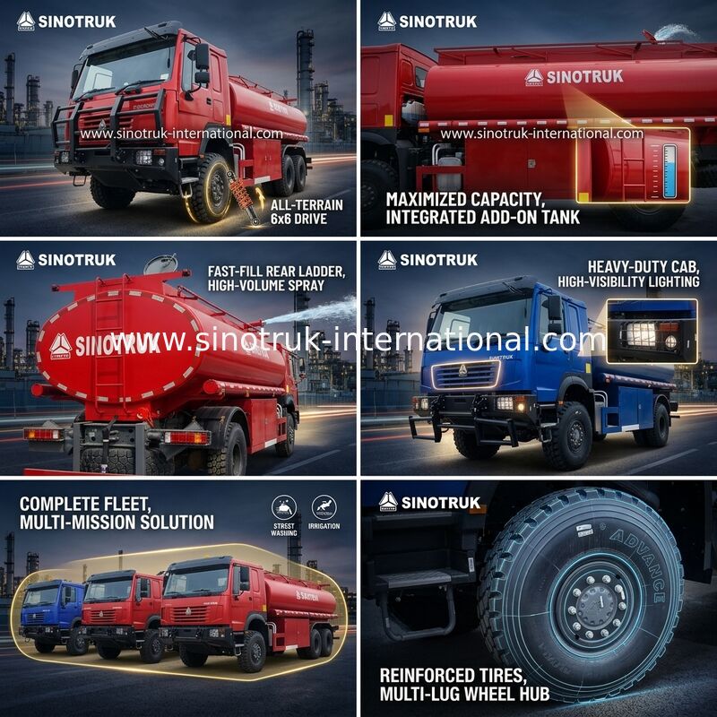 SINOTRUK HOWO 290 HP 石油タンクローリー、10 CBM 容量と頑丈なシャーシを搭載