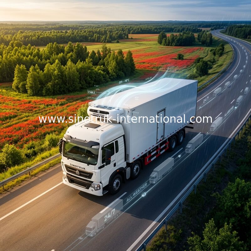8×4によって冷やされているトラックおよびバンSINOTRUK HOWO運送冷凍食品のための40トン