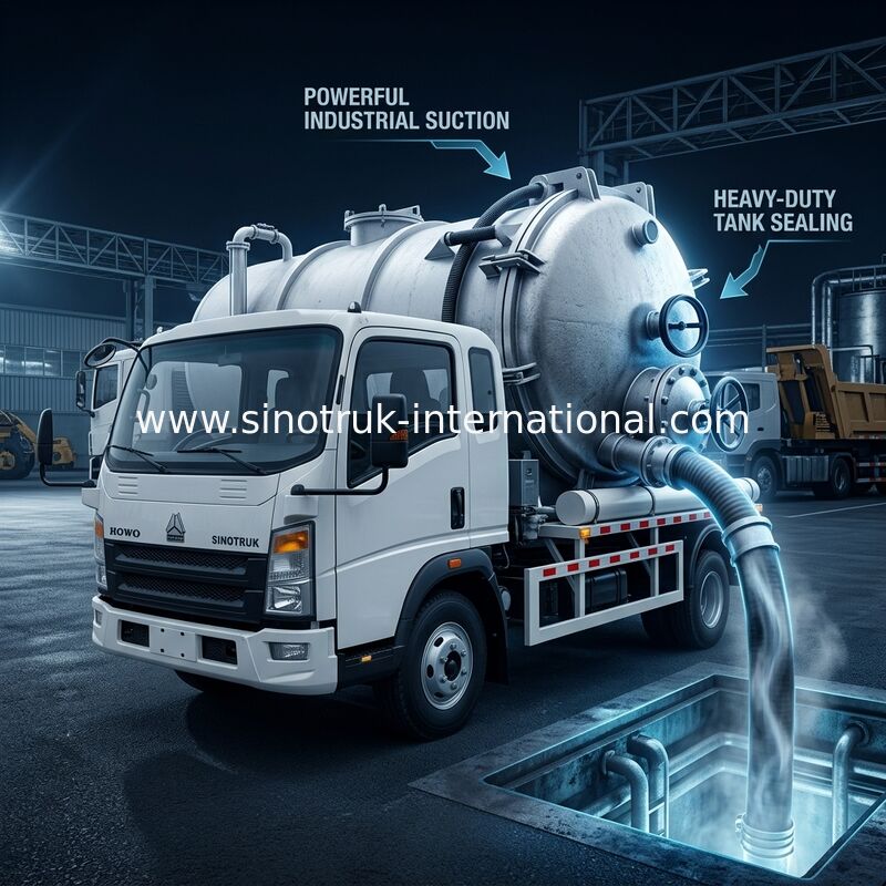 4*2 ドライブ HOWO 汚水吸引車：6m³ タンク、160HP、8.00R20 タイヤ、軽汚水吸引車、効率的な衛生車両