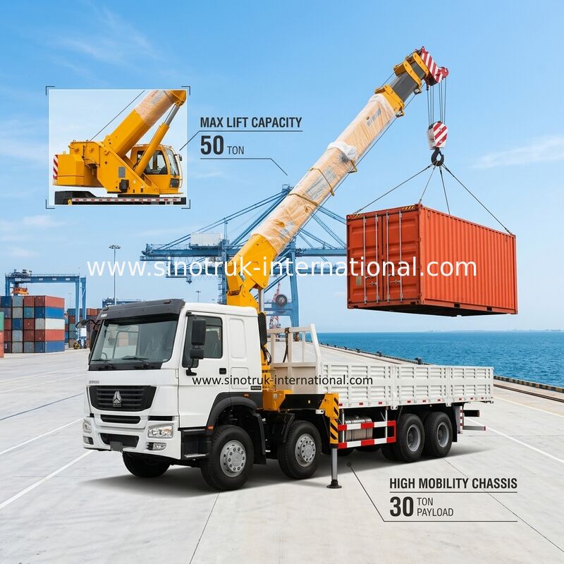 トラック 12 トンは HIAB の高度の救助のための望遠鏡ブーム クレーン 6X4 を取付けました