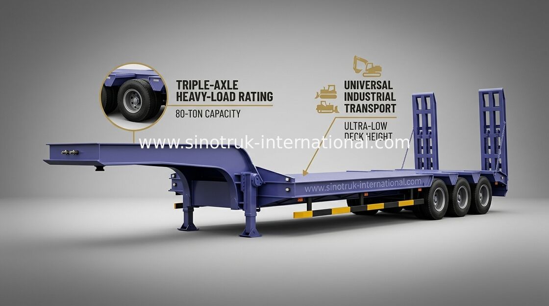 運送構造機械のための半低ベッドのトレーラ トラック 3 の車軸 60Tons 15m