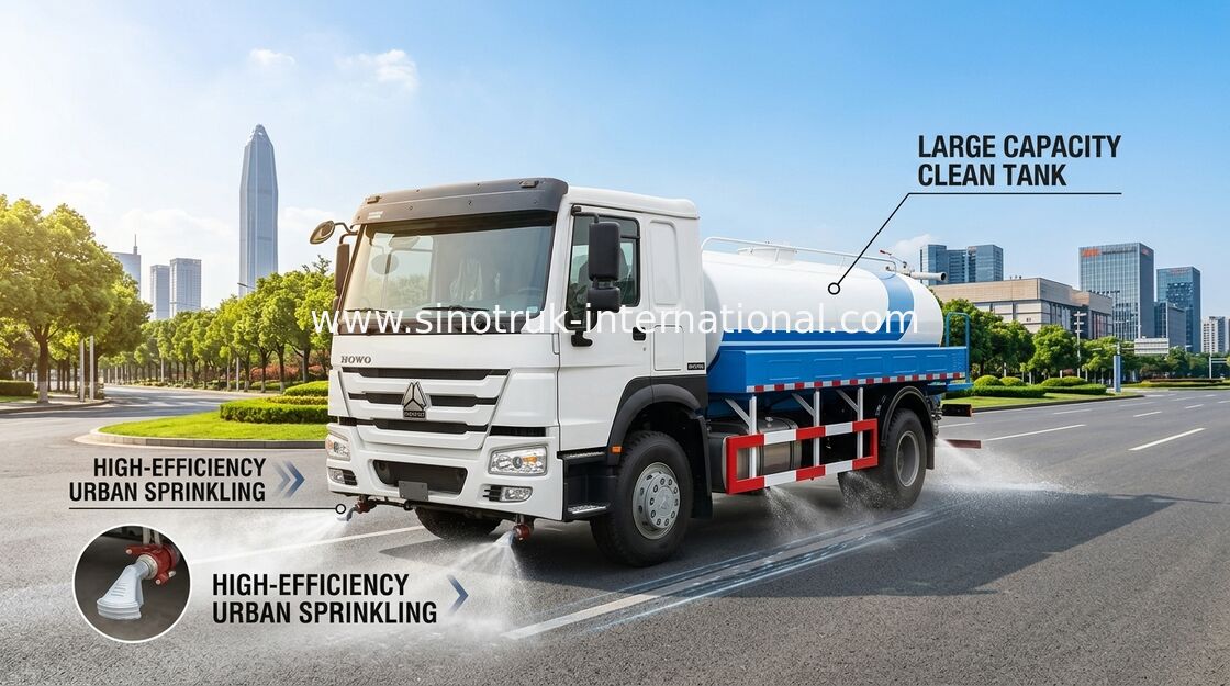 360度の回転巨人が付いているSINOTRUK HOWOの構造の給水車10CBM