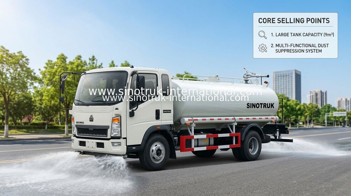 SINOTRUKの軽水のタンクローリーLHD 5-8CBMの噴霧の範囲広く
