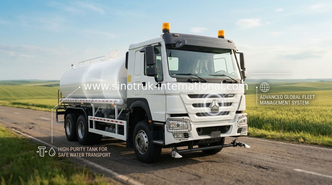 VGD95フロントアクスル性能と容量を備えた4650 1350mmホイールベース水タンク車