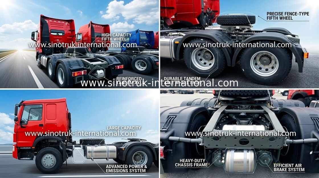 トレーラー トラックのトラックLHD 6x4 371HPの平屋根の小屋SINOTRUK HOWOのトラックを引いて下さい