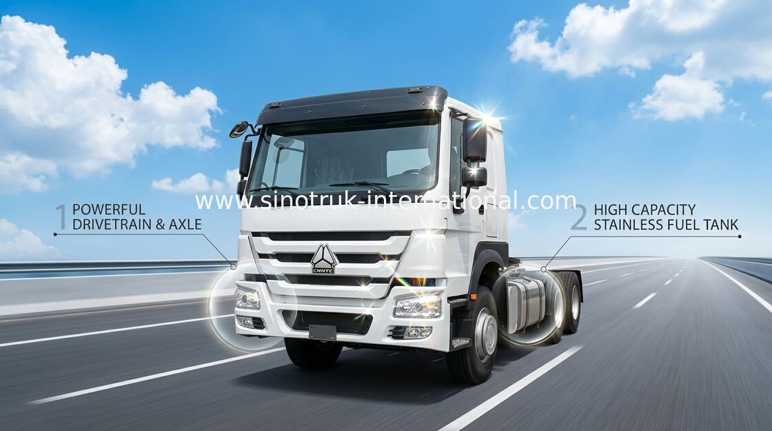 LHD 6 x 4 336HP 10車輪HOWOのトラクターのトラックHW76のタクシーの単一の停泊の安全