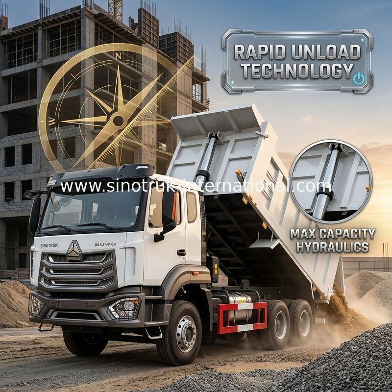 2人の乗客 Sinotruk ホハン ターパー ダンプトラック ウェイチャイ エンジン 6 × 4 LHD 380HP マニュアルトランスミッションタイプ