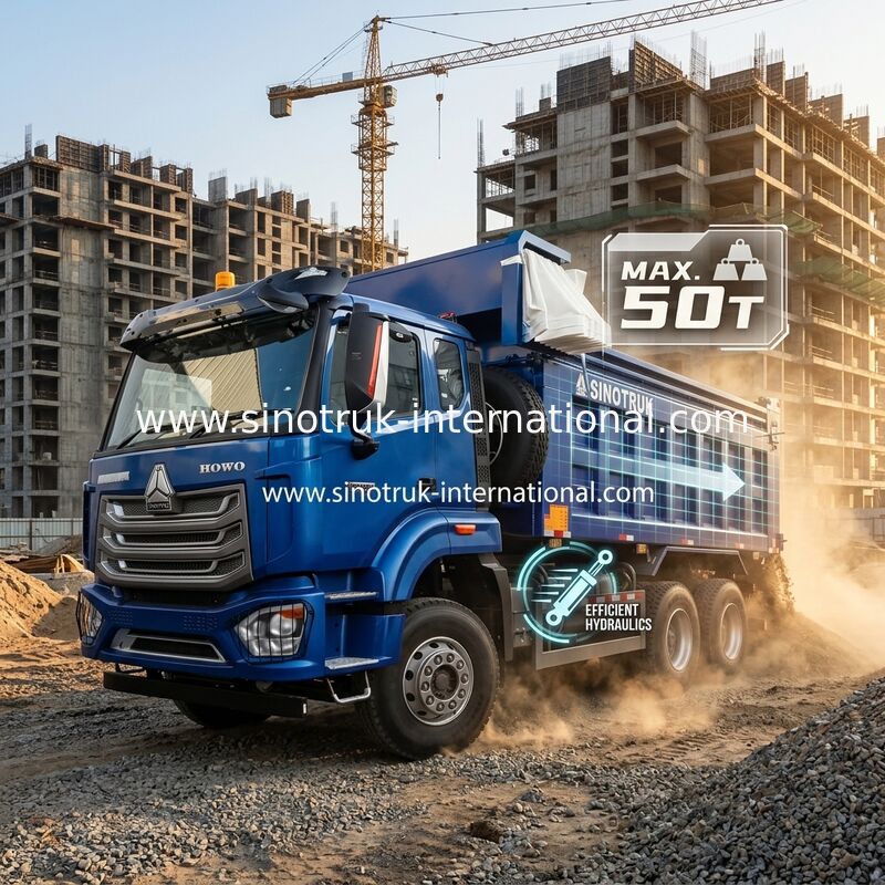 SINOTRUK HOHAN NEW HOWO 30 - 40 トン RHD 10 ホイール 建設用タール 青 高効率の上げ卸し