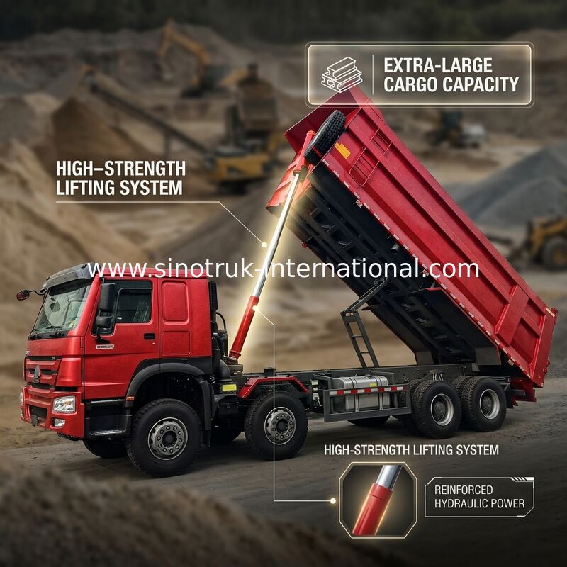 HOWO 12ホイール Sinotruk 8X4 ダンプトラック 400hp 鉱山用 LHD U型コンテナ