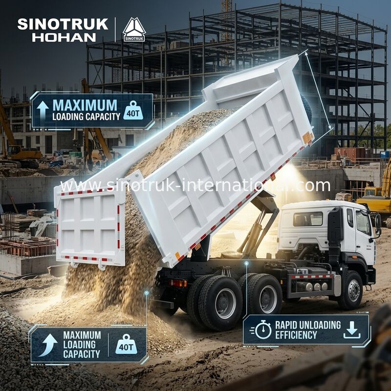 SINOTRUK HOWO 400 HP ターパーダンプトラック 建設用 N7 軍用バンパー警告ライト