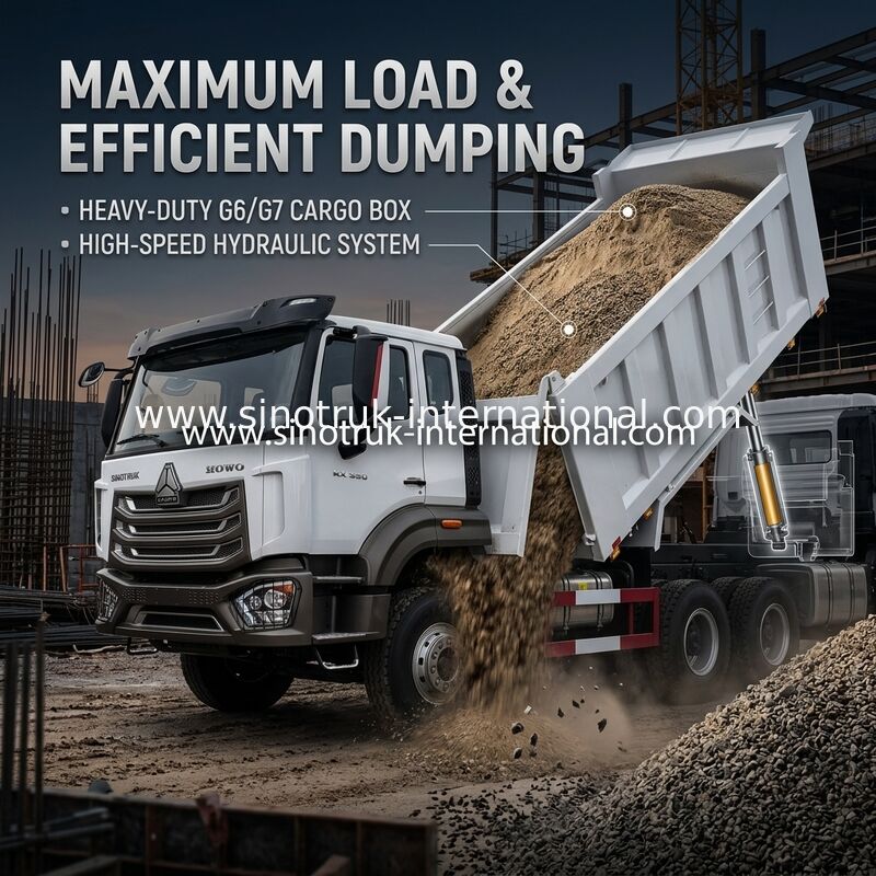 SINOTRUK HOHAN HOWO 380HP LHD ティッパーダンプトラック 6X4 パターンスタイルの貨物箱