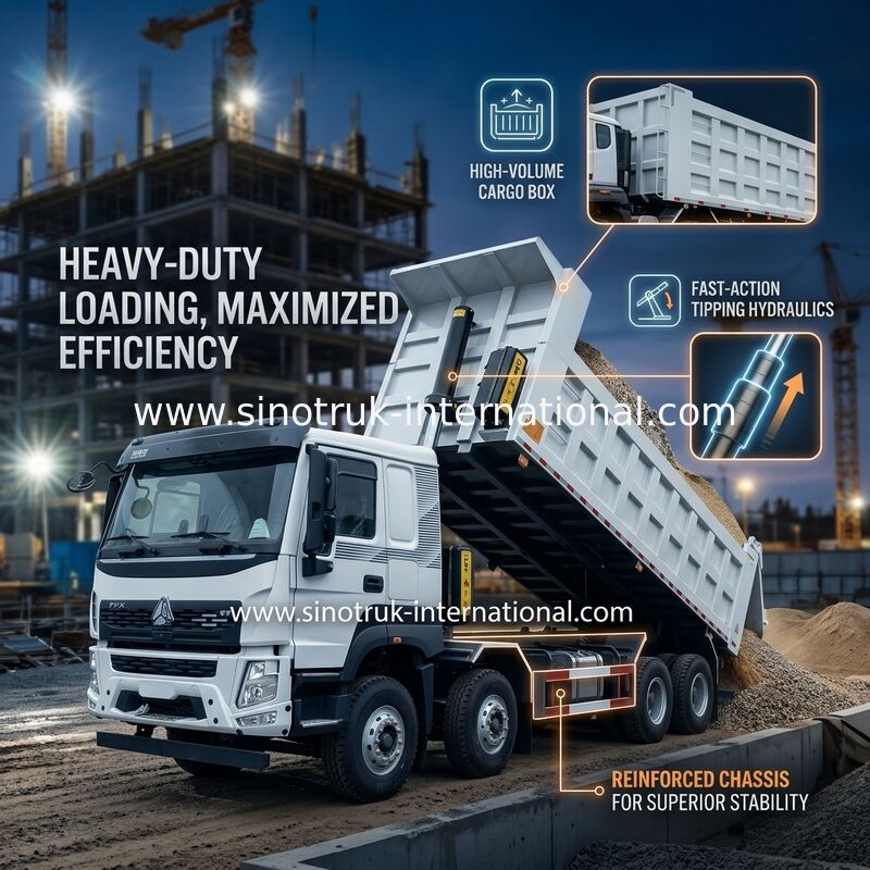 SINOTRUK HOWO 380HP ターパーダンプトラック 12輪 LHD 31トンの 20-30CBM V7-X キャビーン
