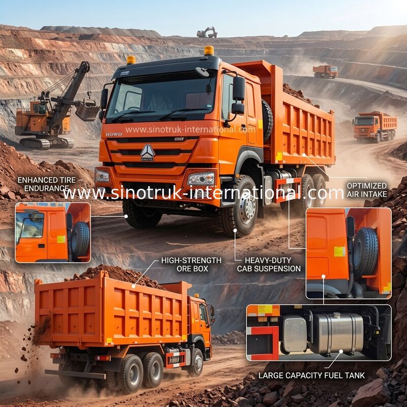 400HP オレンジ HOWO ティッパー トラック RHD 6×4 10ホイール 高馬力