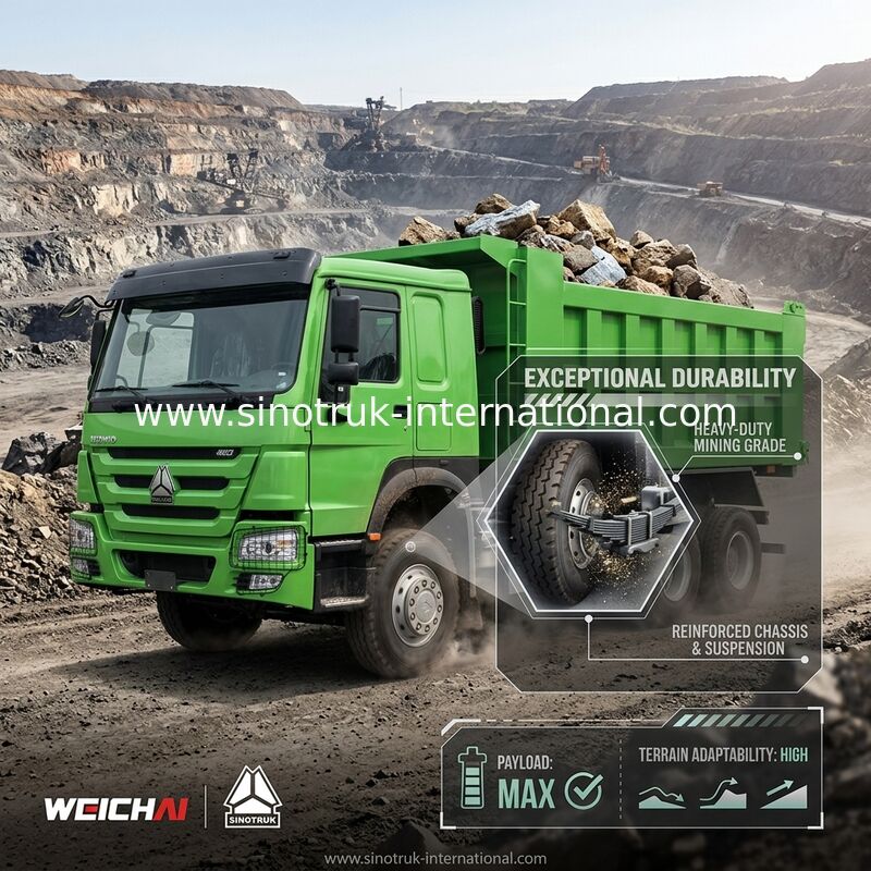 シノトルク ホウ・ティッパーダンプトラック ウェイチャイ 400HP 6 × 4 Lhd グリーン 中間リフティング
